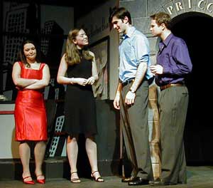 Left to right: Katie Traver, Lily Narbonne, David Railsback and Cam Hollopeter perform in  a Bromfield production of Mandy Dear. (Courtesy photo)