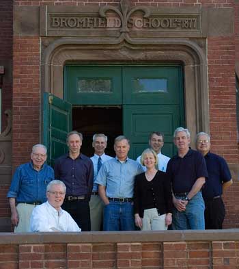 Library Building Committee members pose in front of Old Bromfield. Library Building Committee members pose in front of Old Bromfield.