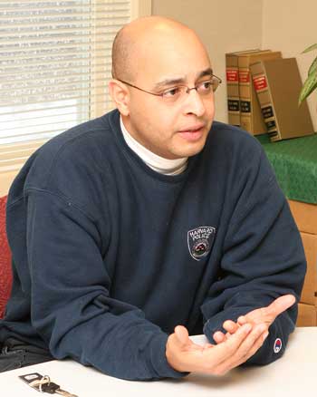 Police Chief Ed Denmark talks about his first three years on the job. (Photo by Lisa Aciukewicz)