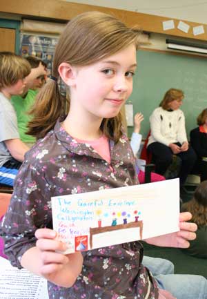 Olivia Stoffel displays her entry for the Graceful Envelope contest. (Photo by Lisa Aciukewicz) Olivia Stoffel displays her entry for the Graceful Envelope contest. (Photo by Lisa Aciukewicz)
