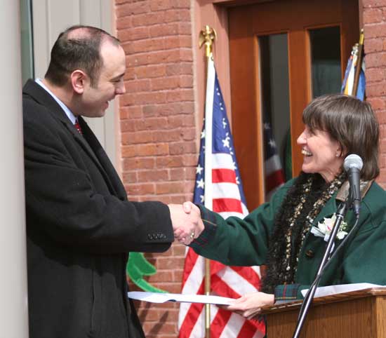 State Representative Jamie Eldridge and Library Trustee Ginger Kendall.