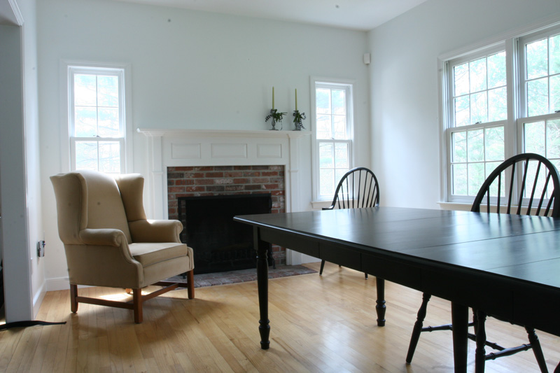 The dining room table sits near a fireplace. (Photo by Lisa Aciukewicz) The dining room table sits near a fireplace. (Photo by Lisa Aciukewicz)