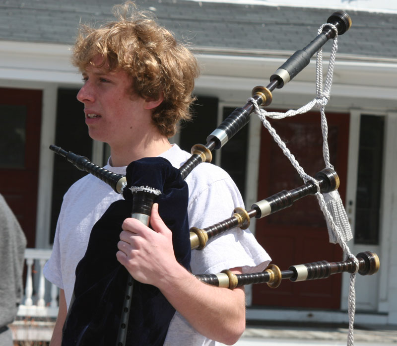 Andrew Byler and his pipes. (Photo by Lisa Aciukewicz) Andrew Byler and his pipes. (Photo by Lisa Aciukewicz)