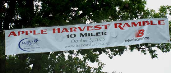 A banner across Mass Avenue announces the annual race