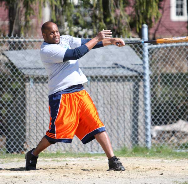 Framingham resident and Bromfield grad Jeff Blue swings for the fences.