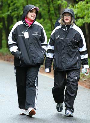 Terry Symula (left) and Karen Shea on a previous Just ’Cause walk. (Photo by Lisa Aciukewicz)