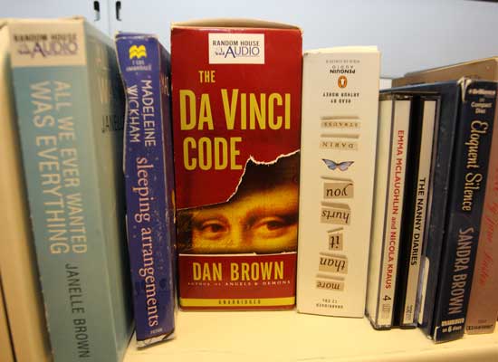  A selection of audio books waits for buyers.