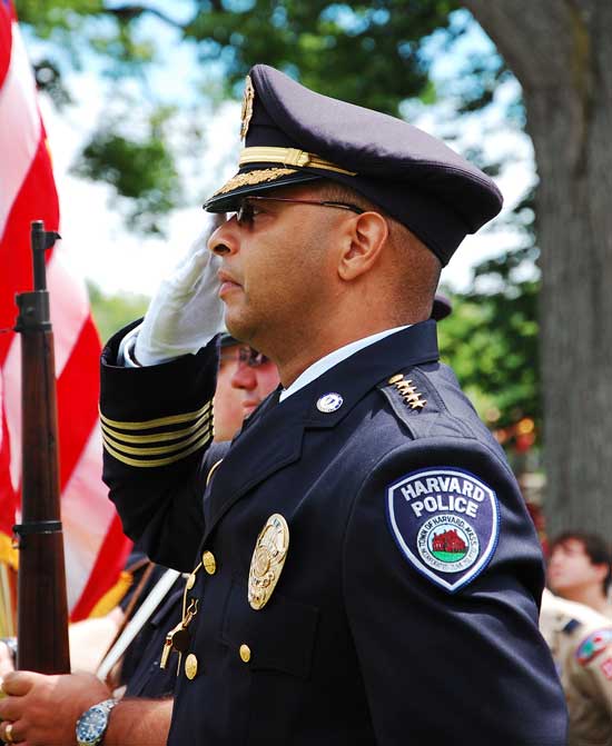 Police Chief Ed Denmark stands at attention. (Photo by Tyler Mitchell) 