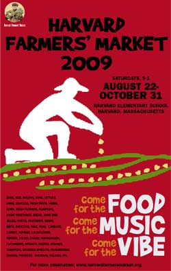 Harvard Famers' Market poster, designed by graphic artist Leslie Bunnell.