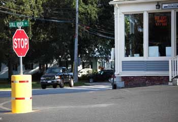 The reinforced stop sign in front of the General Store on the corner of Ayer and Still River Roads. (Photo by Lisa Aciukewicz) The reinforced stop sign in front of the General Store on the corner of Ayer and Still River Roads. (Photo by Lisa Aciukewicz)
