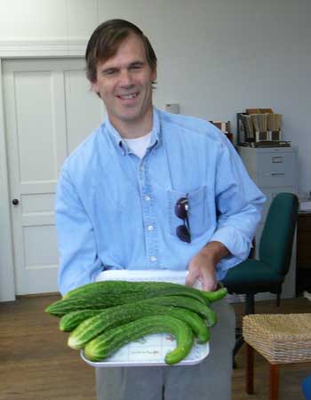 Oak Hill Road resident Eric Broadbent won in the cucumber category, with a specimen that was 20½ inches long. Oak Hill Road resident Eric Broadbent won in the cucumber category, with a specimen that was 20½ inches long.