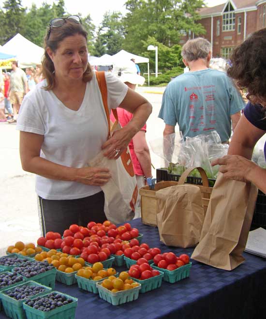 Holly Rothkopf stocks up on veggies and fruit from Littleton's Springdell Farm.