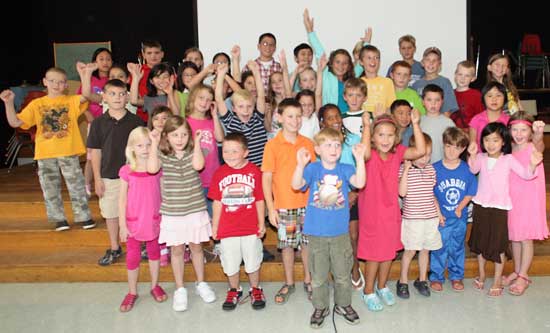 New students gather for a picture at the new student orientation event on Aug. 31. More than 50 new students entered the elementary school this fall thanks to a new contract with Devens.