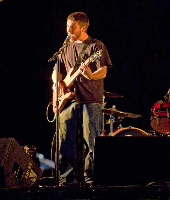 The singer for Nukin Futz, a Sublime tribute band, performs at Friday night’s “Battle of the Bands” at the Lions Club Fall Festival. (Photo by Tyler Papazian)