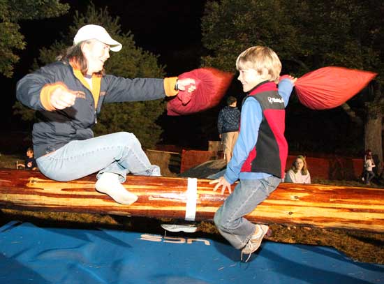 Alison Thornton (left) enjoys a pillow fight with son Christopher.