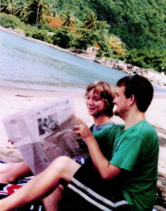 Luke (left) and Ryan Quarles enjoy the Press on the island of Dominica this summer.