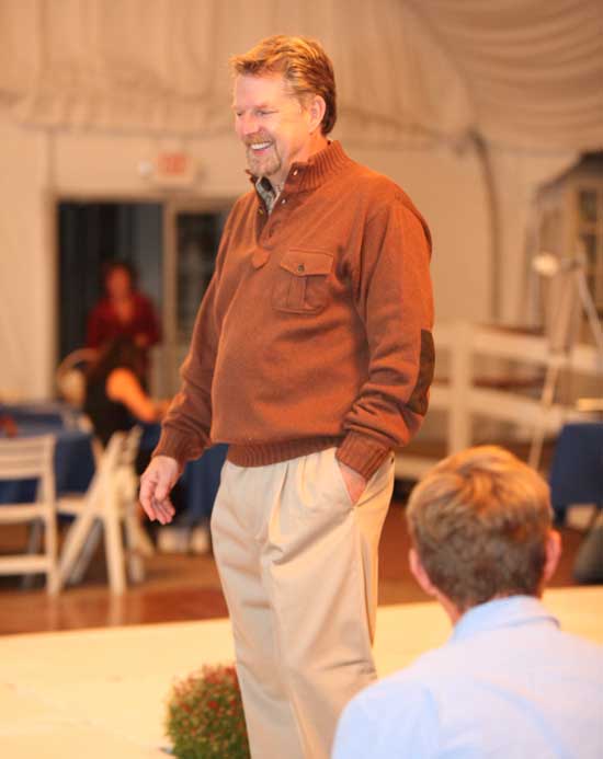 Fruitlands CEO Tim Firment sports cotton twill pants by Bills Khakis, a sports shirt by Alex Cannon, and a comfortable button polo-style sweater.