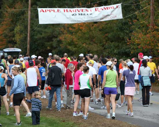 Runners gather before the start of the race.