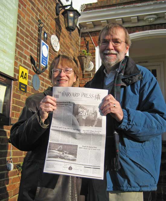 Marty (left) and Paul Green of Old Littleton Road are seen with the Press in front of the Hope Anchor Inn, a mid-18th-century inn and one-time pirate den in the ancient city of Rye, England.