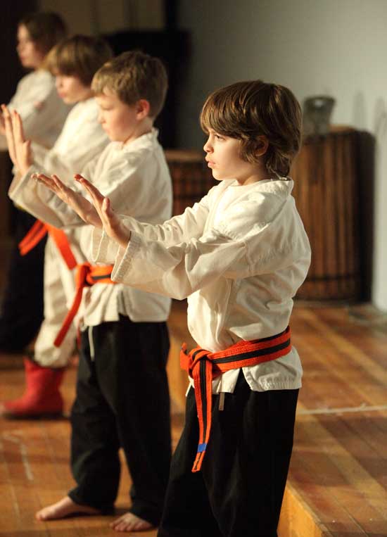 Students from Rising Star East Martial Arts in Ayer demonstrate traditional Okinawan karate.