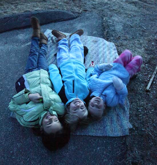 From left: Taylor Tracey, Kirsten Niland, and Brady Niland watch the stars from a different perspective.