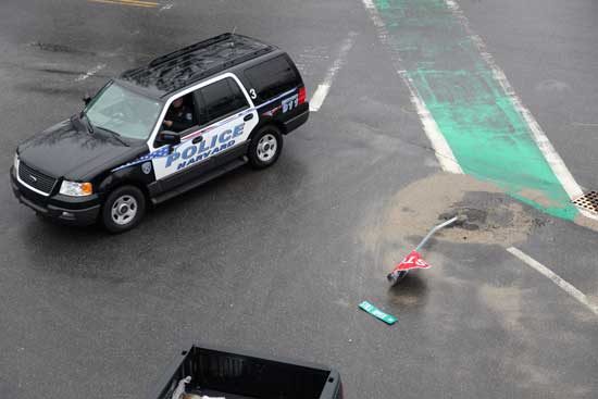 The Harvard Police respond to an accident at the intersection of Still River Road and Massachusetts Avenue at 2:07 p.m. on March 22.