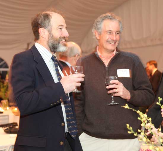 Jim Ware (left) and Harvard Schools Trust Board Member Nick Browse enjoy a glass of wine before dinner.