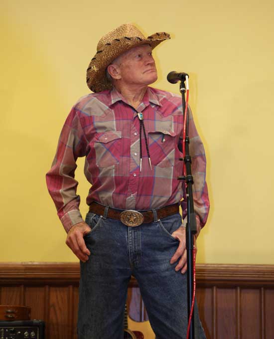 A reflective Ken Nygren prepares to sing Rodgers and Hammerstein’s “Oh, What a Beautiful Morning” from the musical Oklahoma.
