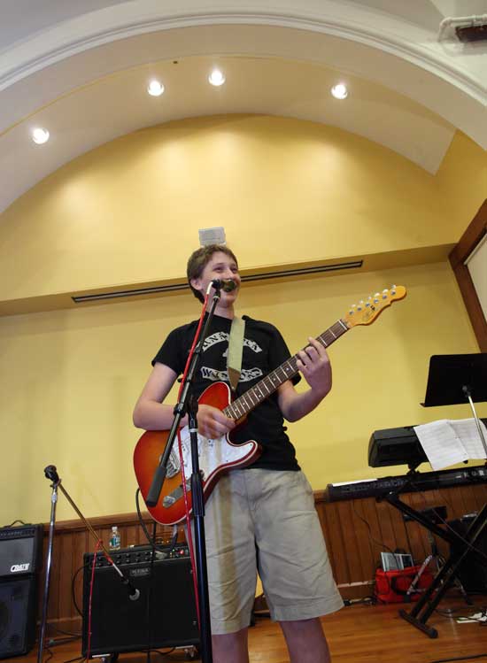 Graham Feddersen jams on his electric guitar. 