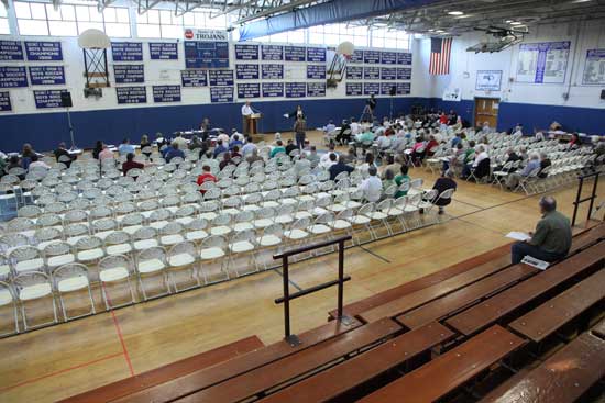 Residents entered a very empty room  as Town Meeting kicked off at 9 a.m.