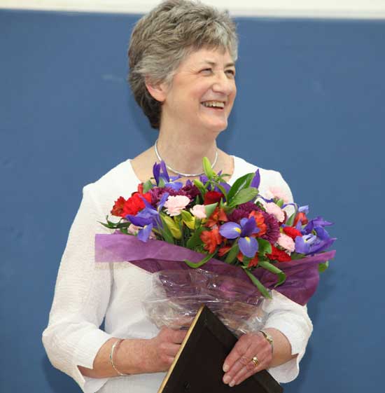 Citizen of Note Lucy Wallaceis all smiles at her last town meeting as a member of the Board of Selectmen. Wallace is retiring after twelve years as a selectman and more than 25 years of service to the town.