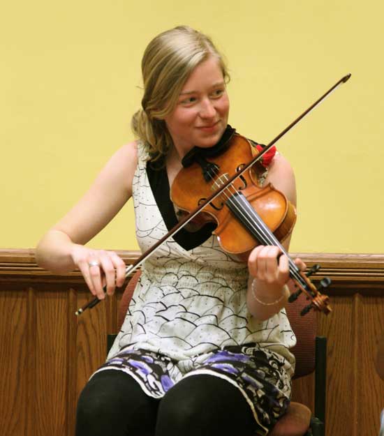 Bromfield senior Sarah Collins performs Celtic fiddle music at Volunteers Hall on May 17.
