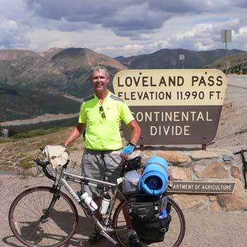Doug Bahniuk poses at the top of Loveland Pass in Colorado, during his bike ride across the USA in 2008. (Courtesy photo) Doug Bahniuk poses at the top of Loveland Pass in Colorado, during his bike ride across the USA in 2008. (Courtesy photo)
