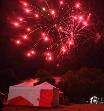 Fireworks explode over vendors’ tents at last year’s Fall Festival. (Photo by Lisa Aciukewicz) Fireworks explode over vendors’ tents at last year’s Fall Festival. (Photo by Lisa Aciukewicz)