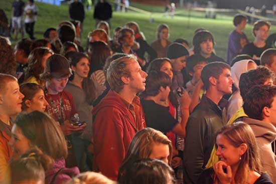 Fans keep their eyes on the stage at the Battle of the Bands. 