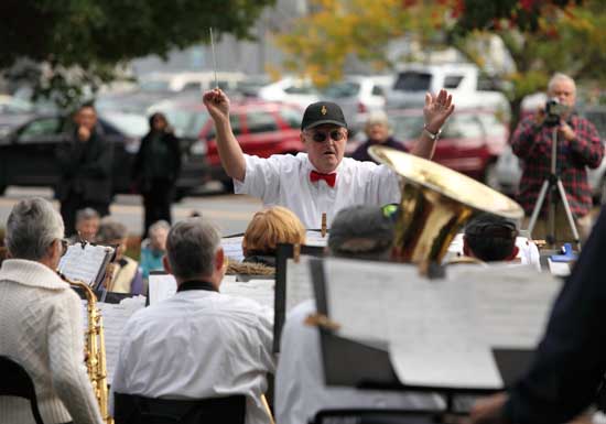 John Blackwell conducts the Nashoba Valley Concert Band at a concert held in memory of Jim Wallace on Oct. 3.