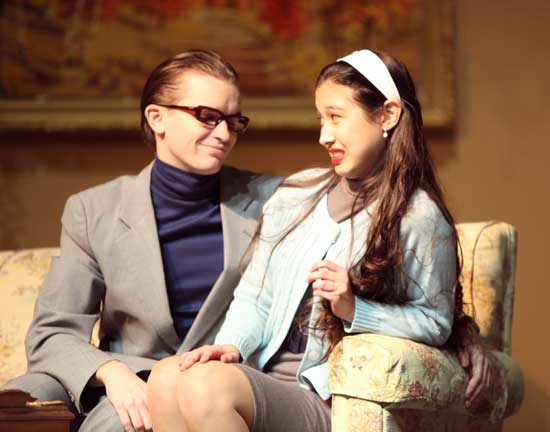 Bromfield thespians Tyler Borton and Stacey Fair perform in a production of Neil Simon's Plaza Suite at the Cronin Auditorium on Nov. 13.