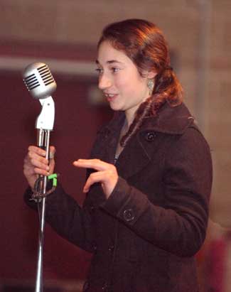 Rachel Leicher, speaking about her experience with homework as a Bromfield senior.(Photo by Lisa Aciukewivz)