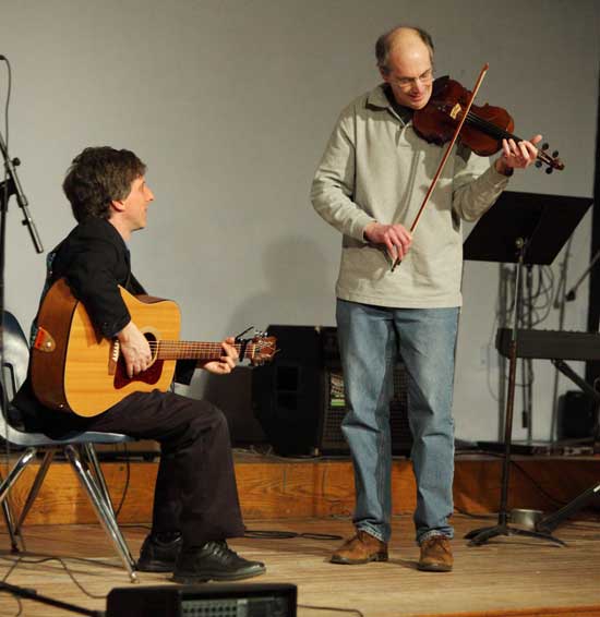 HES music teacher David Gilfix (left) and David Kassel.