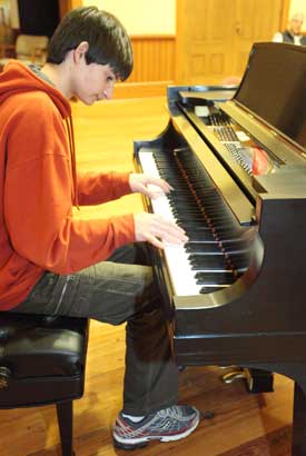 Jake Valladares auditions on Feb. 28 for the March 19 talent show. (Photo by Lisa Aciukewicz) Jake Valladares auditions on Feb. 28 for the March 19 talent show. (Photo by Lisa Aciukewicz)