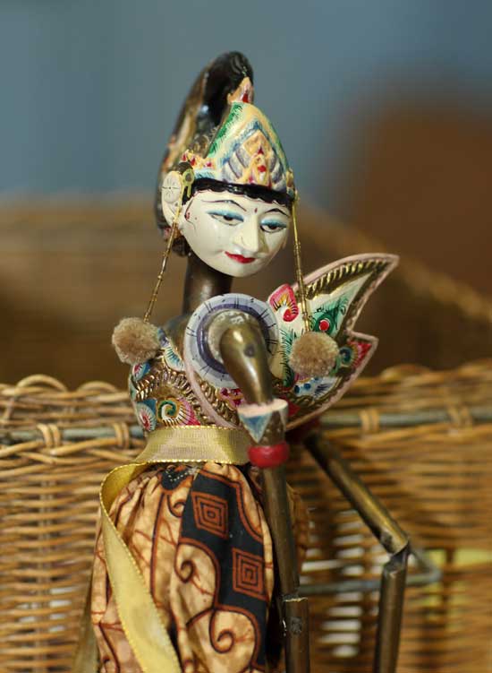 An Indonesian shadow puppet strikes a pose.