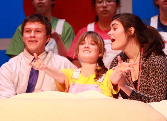 From left, Brett Keating, Jordan Davy, and Molly O'Roark-Friel portray the family in The Yellow Boat.