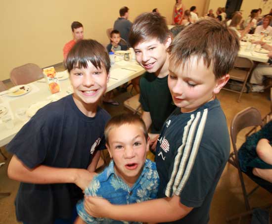 From left: Matthew Thornton, Malcom Thornton, Michael Thornton, and Shane Bilodeau are raring to go on pancake power.