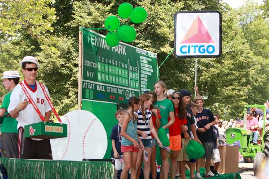 TPHazel Sotheby’s float, a tribute to the Boston Red Sox and Fenway Park, takes home a first-place ribbon.  (Photo by Lisa Aciukewicz)