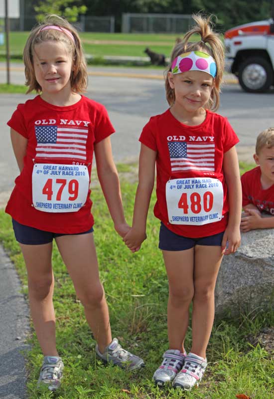 Sisters Bridget and Gabbie Nichols look like they're recovered nicely from the 1-mile fun run. (Photo by Lisa Aciukewicz)
