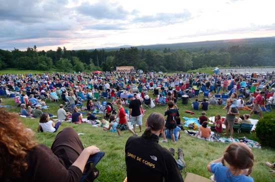 A crowd stretches out  in front of the stage at Fruitlands.  (Photo by Katy Sharko)