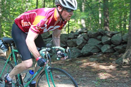 A cyclist pushes up Lovers Lane in the Ken Harrod Memorial Bicycle Ride.