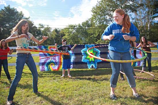 Diane LeRoy and Allison Rizzo give the hula hoops a whirl. 
