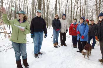 Becca Day-Newsham (left) and Denis Wagner lead a Conservation Trust New Year's Day walk in 2009. (File photo by Lisa Aciukewicz) Becca Day-Newsham (left) and Denis Wagner lead a Conservation Trust New Year's Day walk in 2009. (File photo by Lisa Aciukewicz)