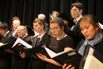 Harvard Pro Musica performs last spring with the Bromfield Chorus.  (Courtesy photo by Piper Jo Nevens)